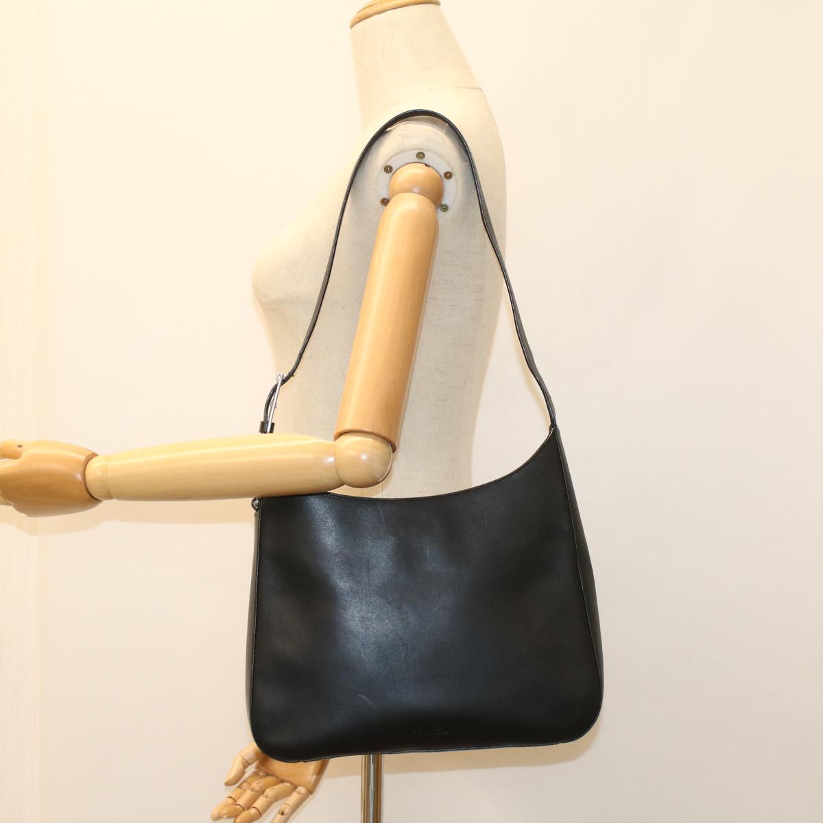 PRADA Shoulder Bag Leather Black Auth ep1623