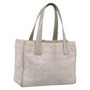 CHANEL New Travel Line Tote Bag Canvas Beige Silver CC Auth ep16230-1