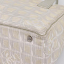 CHANEL New Travel Line Tote Bag Canvas Beige Silver CC Auth ep16230-14