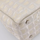 CHANEL New Travel Line Tote Bag Canvas Beige Silver CC Auth ep16230-10