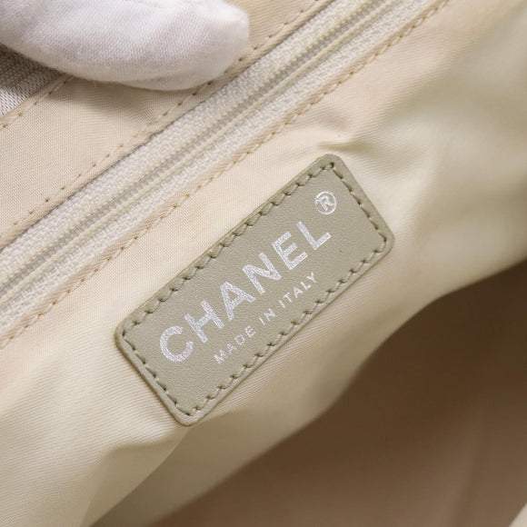 CHANEL New Travel Line Tote Bag Canvas Beige Silver CC Auth ep16230