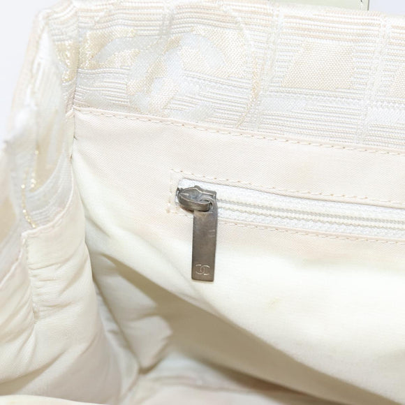 CHANEL New Travel Line Tote Bag Canvas Beige Silver CC Auth ep16230
