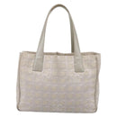 CHANEL New Travel Line Tote Bag Canvas Beige Silver CC Auth ep16230-2