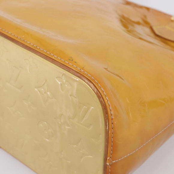 LOUIS VUITTON Monogram Vernis Houston Hand Bag Beige M91004 LV Auth ep16235