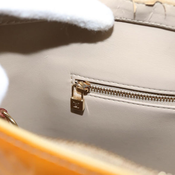 LOUIS VUITTON Monogram Vernis Houston Hand Bag Beige M91004 LV Auth ep16235