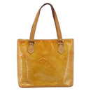 LOUIS VUITTON Monogram Vernis Houston Hand Bag Beige M91004 LV Auth ep16235-13