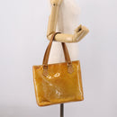 LOUIS VUITTON Monogram Vernis Houston Hand Bag Beige M91004 LV Auth ep16235-23