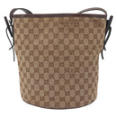 GUCCI GG Canvas Shoulder Bag Beige Silver 106240 Auth ep16240-13