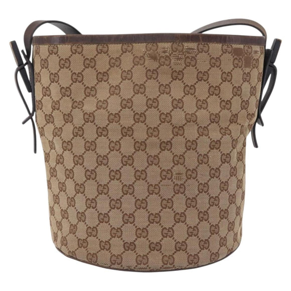 GUCCI GG Canvas Shoulder Bag Beige Silver 106240 Auth ep16240