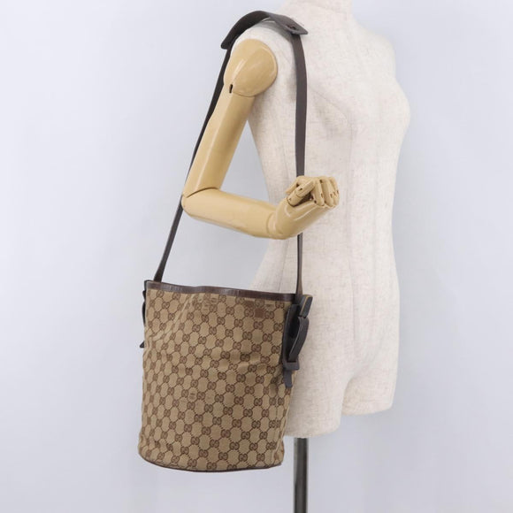 GUCCI GG Canvas Shoulder Bag Beige Silver 106240 Auth ep16240
