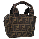 FENDI Zucca Canvas Hand Bag Black Brown Auth ep16243-1