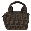 FENDI Zucca Canvas Hand Bag Black Brown Auth ep16243-13