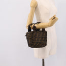 FENDI Zucca Canvas Hand Bag Black Brown Auth ep16243-20