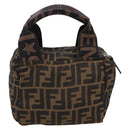FENDI Zucca Canvas Hand Bag Black Brown Auth ep16243-2
