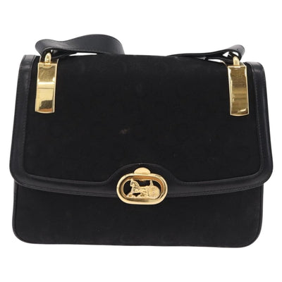 CELINE C Sulky Shoulder Bag Canvas Black Gold Auth ep16244 - 0