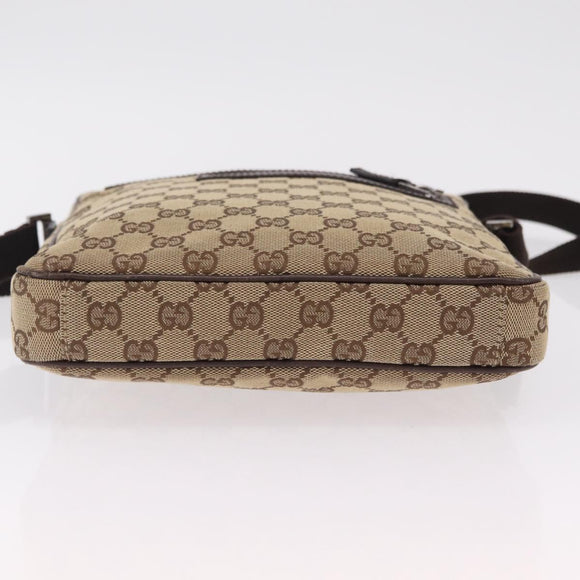 GUCCI GG Canvas Shoulder Bag Beige Silver 92551 Auth ep16248