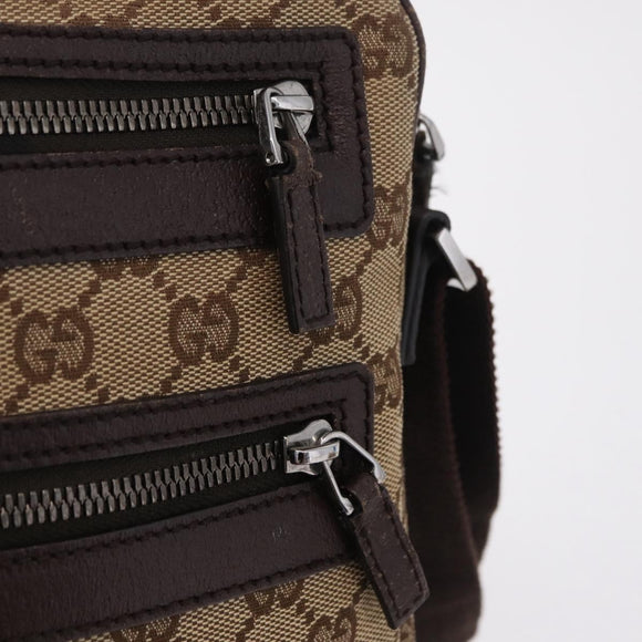 GUCCI GG Canvas Shoulder Bag Beige Silver 92551 Auth ep16248