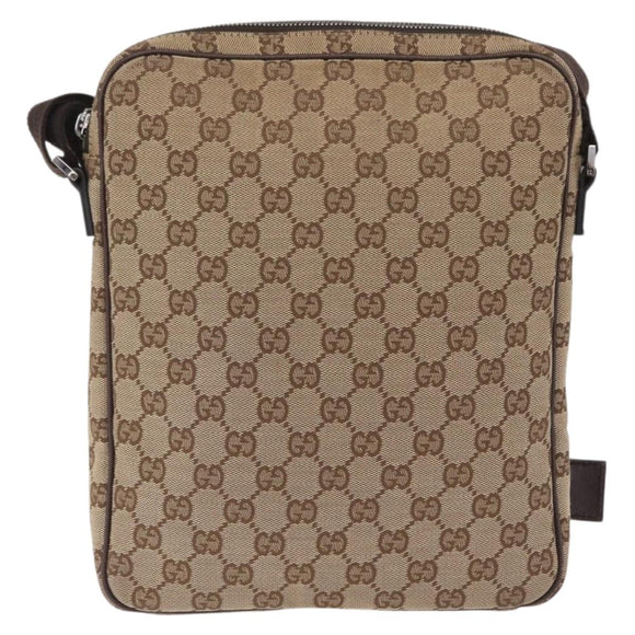GUCCI GG Canvas Shoulder Bag Beige Silver 92551 Auth ep16248
