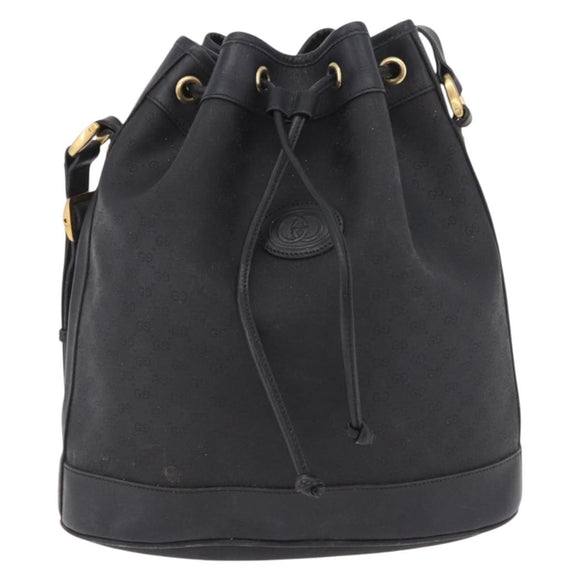 GUCCI Micro GG Supreme Shoulder Bag PVC Black Gold 001 86 0533 Auth ep16249