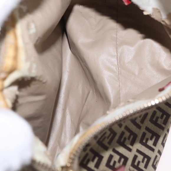 FENDI Zucchino Canvas Hand Bag Beige Gold Auth ep16251