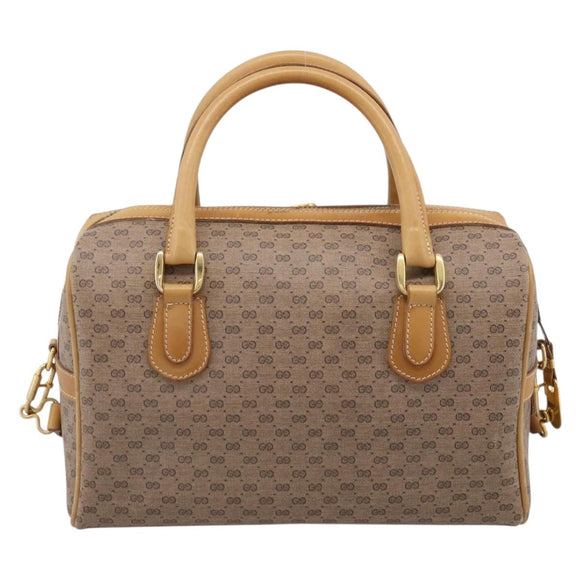 GUCCI Micro GG Supreme Hand Bag PVC 2way Beige Gold 67 02 4422 Auth ep16253