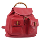 GUCCI Bamboo Backpack Leather Red Gold 003 2058 0016 Auth ep16261-1