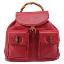 GUCCI Bamboo Backpack Leather Red Gold 003 2058 0016 Auth ep16261-13