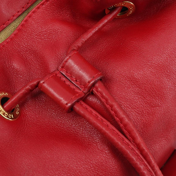 GUCCI Bamboo Backpack Leather Red Gold 003 2058 0016 Auth ep16261