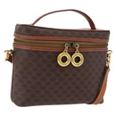 CELINE Macadam Canvas Vanity Hand Bag PVC Leather 2way Brown Gold Auth ep16269-1
