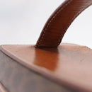 CELINE Macadam Canvas Vanity Hand Bag PVC Leather 2way Brown Gold Auth ep16269-9