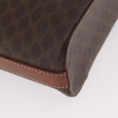 CELINE Macadam Canvas Vanity Hand Bag PVC Leather 2way Brown Gold Auth ep16269-18