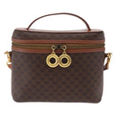 CELINE Macadam Canvas Vanity Hand Bag PVC Leather 2way Brown Gold Auth ep16269-13