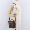 CELINE Macadam Canvas Vanity Hand Bag PVC Leather 2way Brown Gold Auth ep16269-27