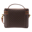 CELINE Macadam Canvas Vanity Hand Bag PVC Leather 2way Brown Gold Auth ep16269-2