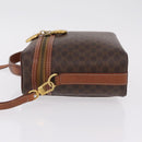 CELINE Macadam Canvas Vanity Hand Bag PVC Leather 2way Brown Gold Auth ep16269-4
