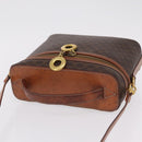 CELINE Macadam Canvas Vanity Hand Bag PVC Leather 2way Brown Gold Auth ep16269-6