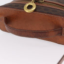 CELINE Macadam Canvas Vanity Hand Bag PVC Leather 2way Brown Gold Auth ep16269-14