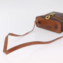 CELINE Macadam Canvas Vanity Hand Bag PVC Leather 2way Brown Gold Auth ep16269-7