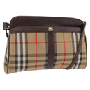 Burberrys Nova Check Shoulder Bag Canvas Beige Gold Auth ep16270-1