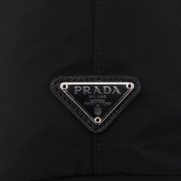 PRADA Hand Bag Nylon Black Silver Auth ep16275V