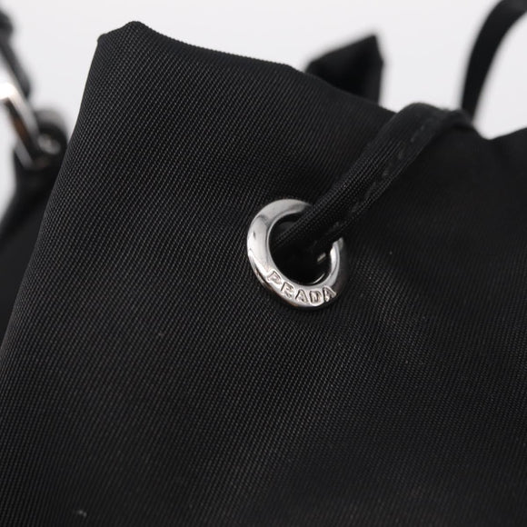 PRADA Hand Bag Nylon Black Silver Auth ep16275V