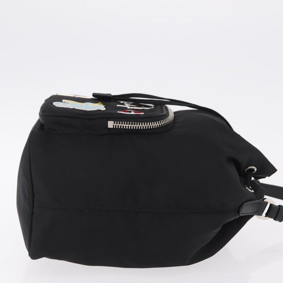 PRADA Hand Bag Nylon Black Silver Auth ep16275V