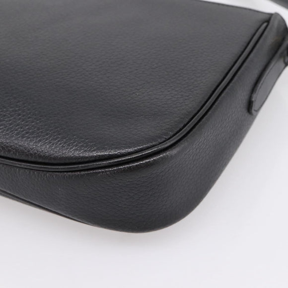 Burberrys Shoulder Bag Leather Black Gold Auth ep16277