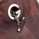 GUCCI Shoulder Bag Leather Wine Red Silver Auth ep16283-10