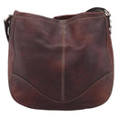 GUCCI Shoulder Bag Leather Wine Red Silver Auth ep16283-2