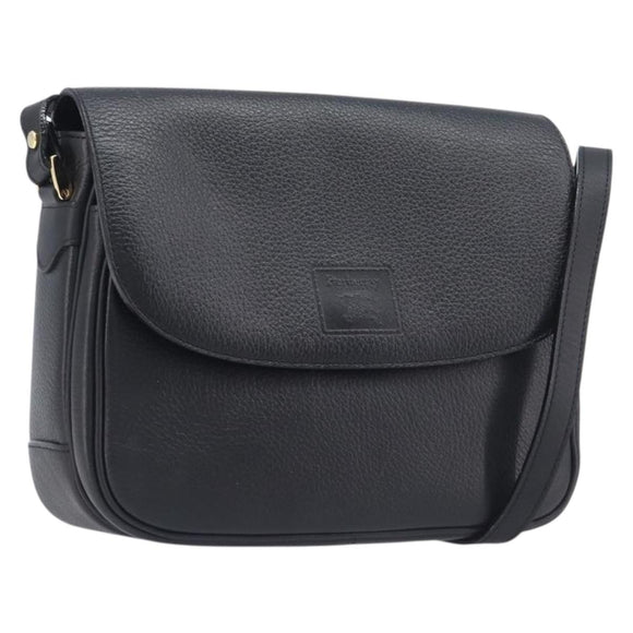 Burberrys Shoulder Bag Leather Black Gold Auth ep16288A