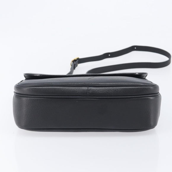 Burberrys Shoulder Bag Leather Black Gold Auth ep16288A