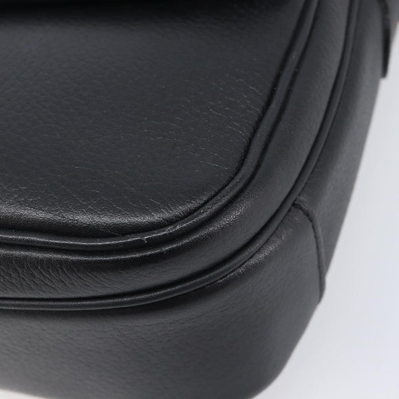 Burberrys Shoulder Bag Leather Black Gold Auth ep16288A
