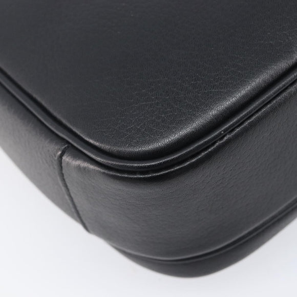Burberrys Shoulder Bag Leather Black Gold Auth ep16288A