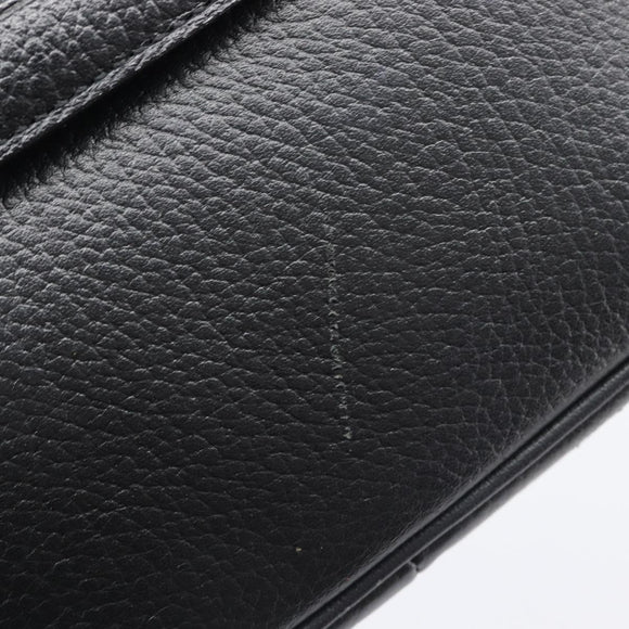 Burberrys Shoulder Bag Leather Black Gold Auth ep16288A